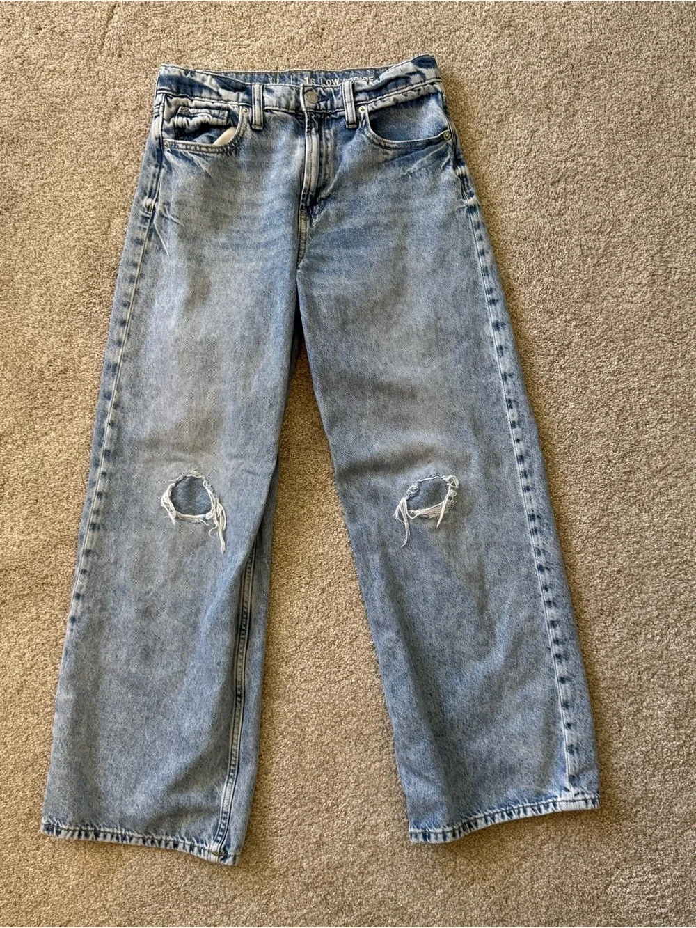 Gap Jeans Girls Low Stride Wide Leg Light Wash Distressed Size 16